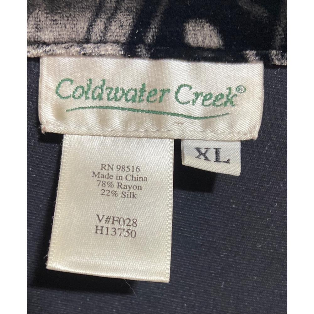 Coldwater Creek Women's Shirt Blouse XL Black Velvet Paisley Button-Down - Picture 10 of 10